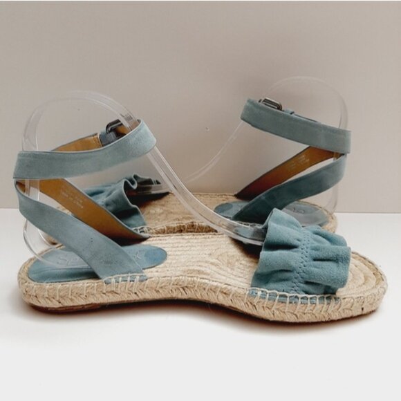 SPLENDID Becca Ruffled Blue Suede Rope Espadrille Ankle Strap Sandals Sz 7.5 - Picture 10 of 15